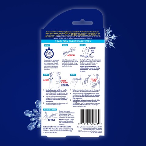Compound W Freeze Off Skin Tag Remover back of package