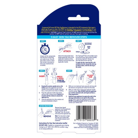 Compound W Freeze Off Skin Tag Remover back of package
