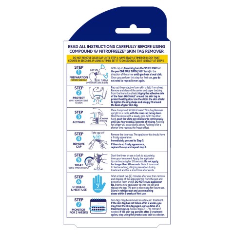 Compound W Nitro Freeze Skin Tag Remover back of package