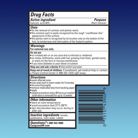Compound W One Step Invisible Strips drug facts