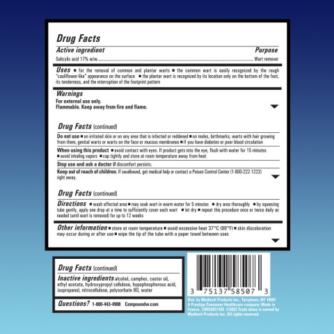 Compound W Fast Acting Wart Removal Gel drug facts