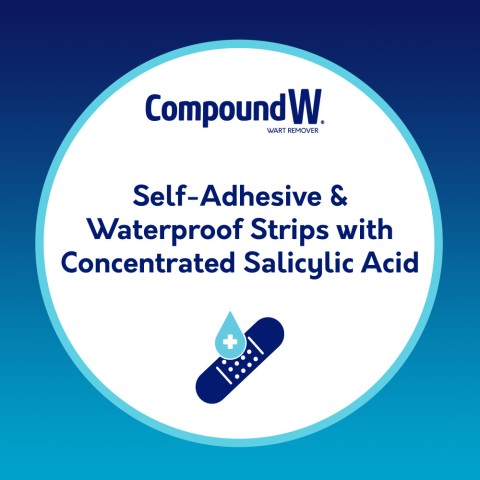 Compound W One Step Pads are self-adhesive & waterproof strips with concentrated salicylic acid